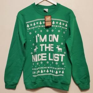 TStars green "I'm on the Nice List" sweatshirt